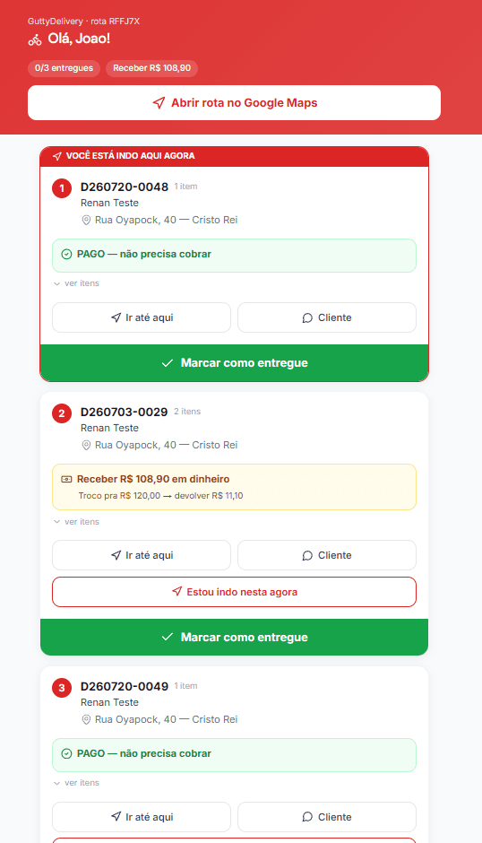 Rota do motoboy no celular